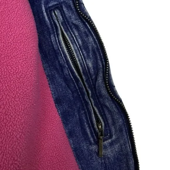 Vintage Charter Club Barn Chore Denim Jacket Medium Blue Quilted Fleece Country - Picture 6 of 9